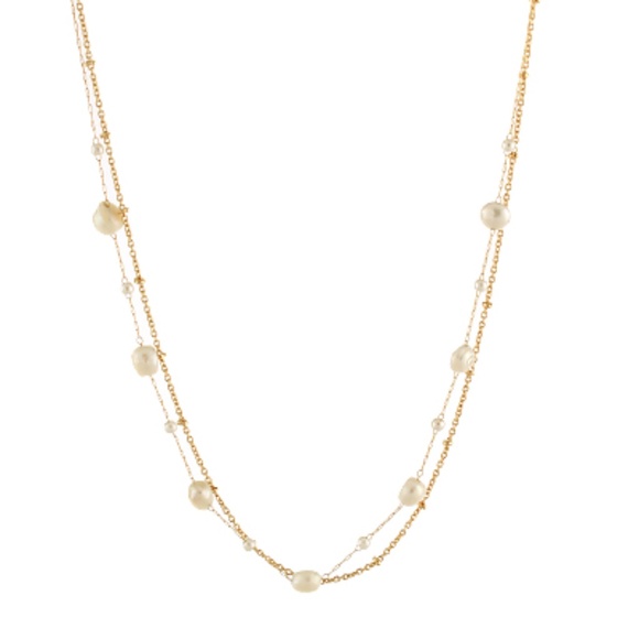 2 Layered Pearl Station Necklace - Picture 1 of 2